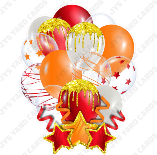 SINGLE JAZZY BALLOON: Red, Yellow, And Orange - Yard Card Signs by JYS International