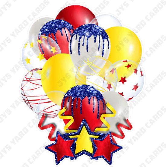 SINGLE JAZZY BALLOON: Red, Yellow, And Blue - Yard Card Signs by JYS International