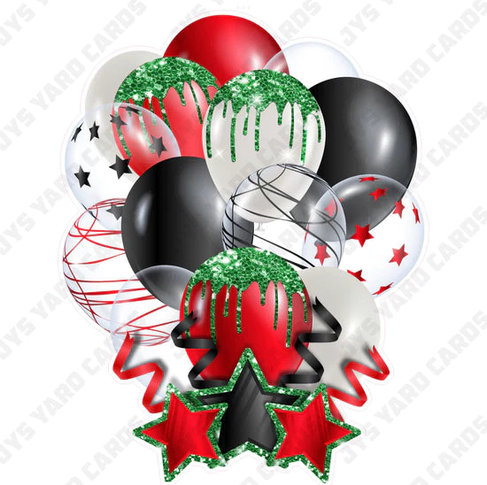 SINGLE JAZZY BALLOON: Red, Green, And Black - Yard Card Signs by JYS International