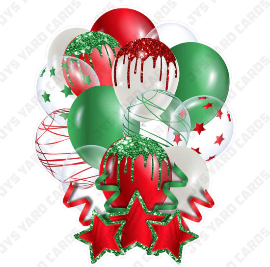 SINGLE JAZZY BALLOON: Red And Green - Yard Card Signs by JYS International