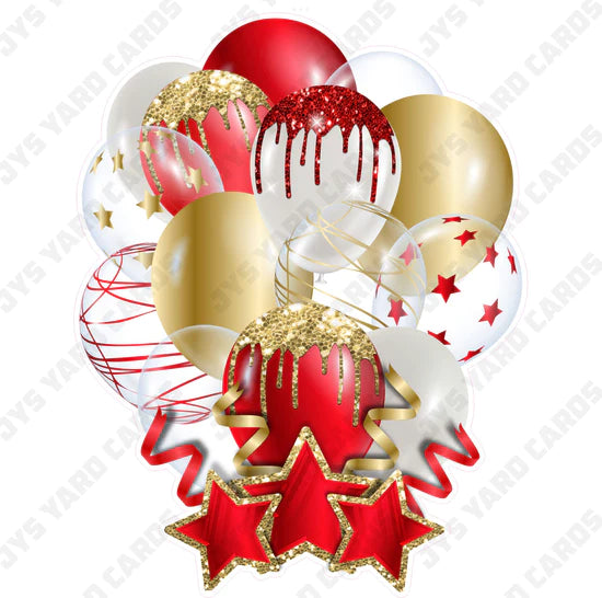 SINGLE JAZZY BALLOON: Red And Gold - Yard Card Signs by JYS International