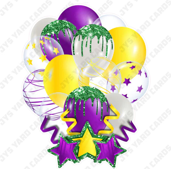 SINGLE JAZZY BALLOON: Purple, Yellow, And Green - Yard Card Signs by JYS International