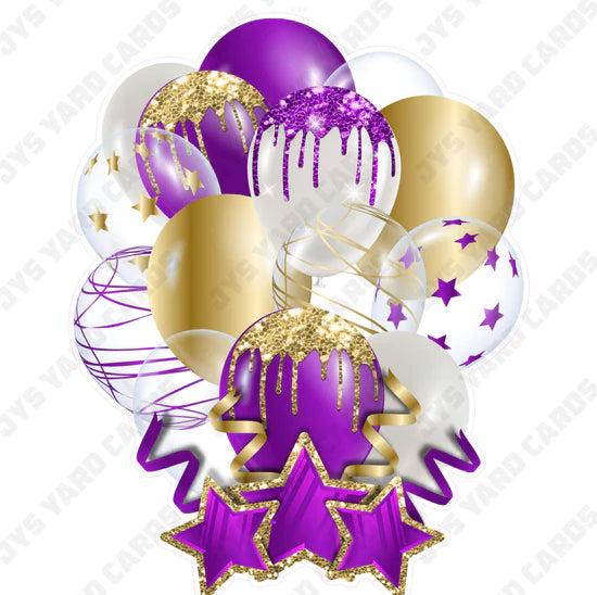 SINGLE JAZZY BALLOON: Purple And Gold - Yard Card Signs by JYS International