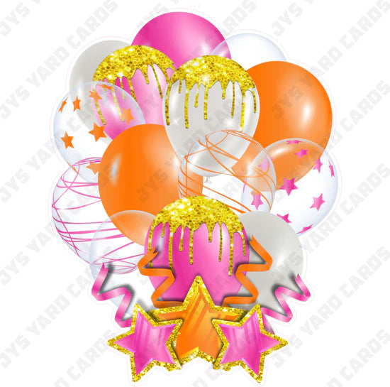 SINGLE JAZZY BALLOON: Pink, Orange, And Yellow - Yard Card Signs by JYS International