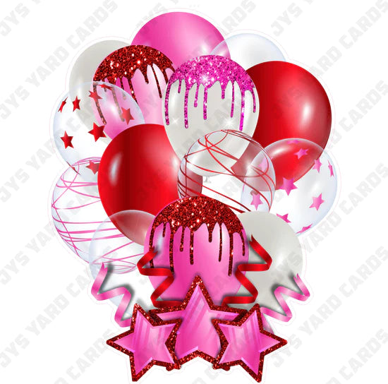 SINGLE JAZZY BALLOON: Pink And Red - Yard Card Signs by JYS International