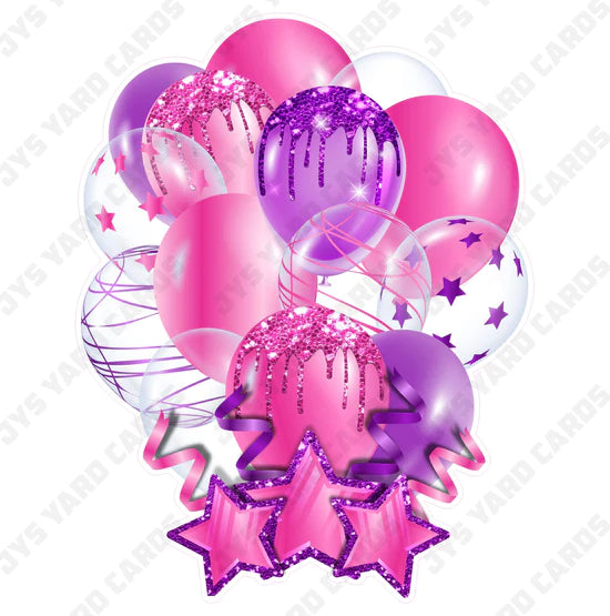 SINGLE JAZZY BALLOON: Pink And Purple - Yard Card Signs by JYS International