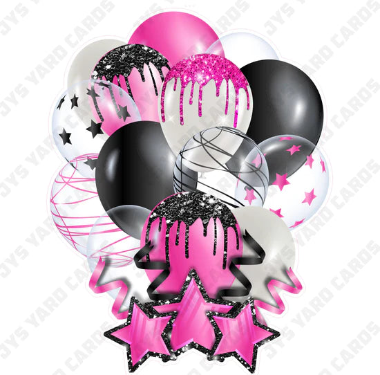 SINGLE JAZZY BALLOON: Pink And Black - Yard Card Signs by JYS International