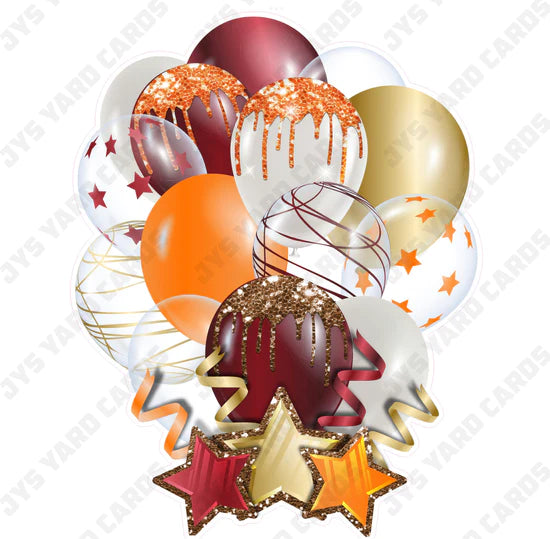 SINGLE JAZZY BALLOON: Orange, Burgundy, And Gold - Yard Card Signs by JYS International