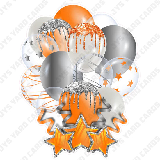 SINGLE JAZZY BALLOON: Orange And Silver - Yard Card Signs by JYS International