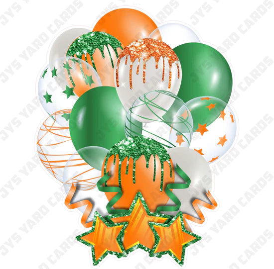 SINGLE JAZZY BALLOON: Orange And Green - Yard Card Signs by JYS International