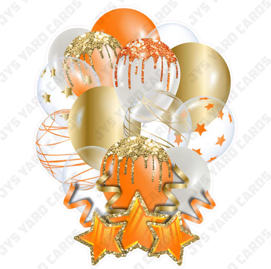 SINGLE JAZZY BALLOON: Orange And Gold - Yard Card Signs by JYS International