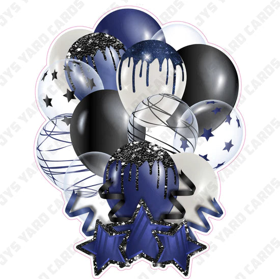 SINGLE JAZZY BALLOON: Navy And Black - Yard Card Signs by JYS International