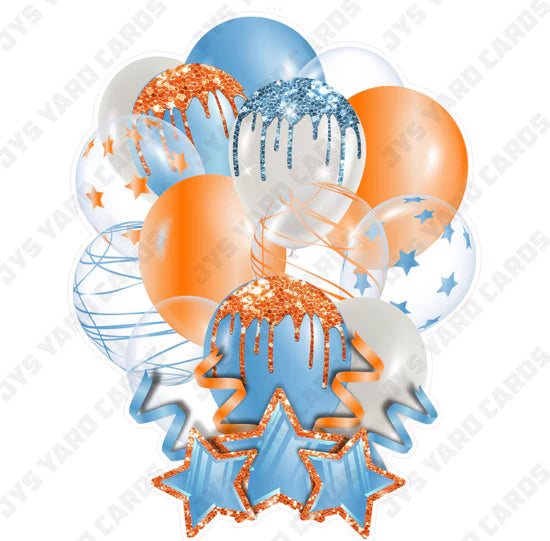 SINGLE JAZZY BALLOON: Light Blue And Orange - Yard Card Signs by JYS International