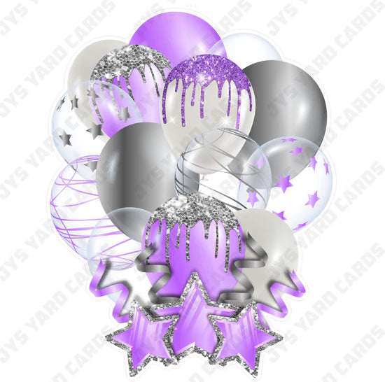 SINGLE JAZZY BALLOON: Light Purple And Silver - Yard Card Signs by JYS International