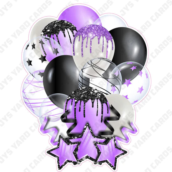 SINGLE JAZZY BALLOON: Light Purple And Black - Yard Card Signs by JYS International