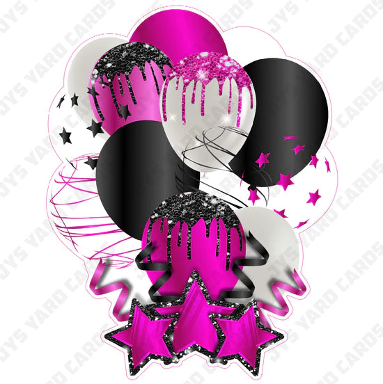 SINGLE JAZZY BALLOON: Hot Pink And Black - Yard Card Signs by JYS International