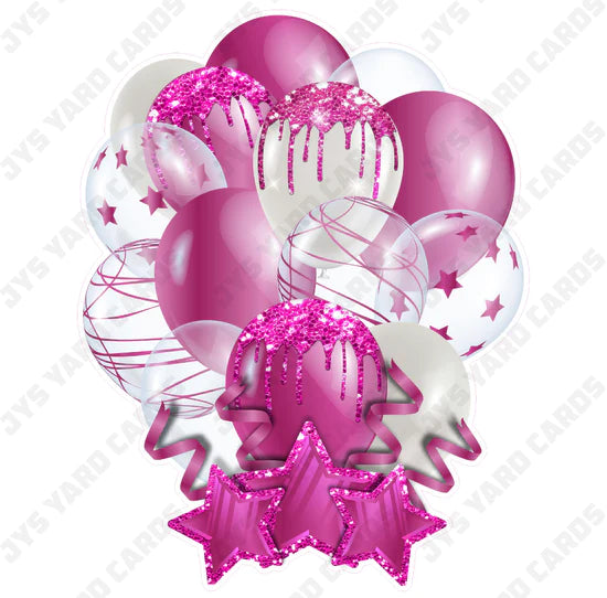 SINGLE JAZZY BALLOON: Hot Pink - Yard Card Signs by JYS International