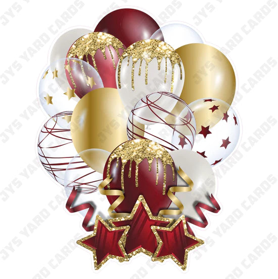 SINGLE JAZZY BALLOON: Burgundy And Gold - Yard Card Signs by JYS International