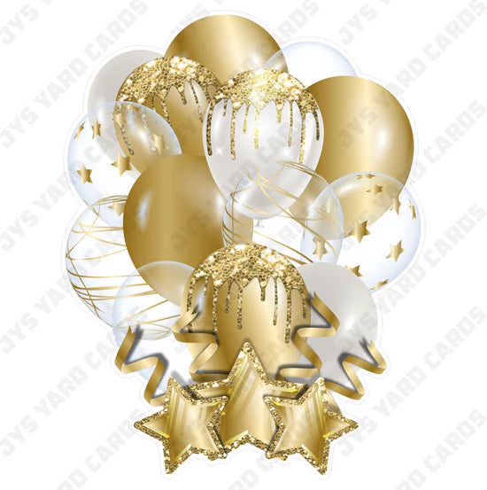 SINGLE JAZZY BALLOON: Gold - Yard Card Signs by JYS International