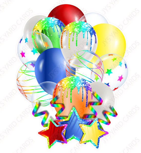 SINGLE JAZZY BALLOON: Rainbow - Yard Card Signs by JYS International