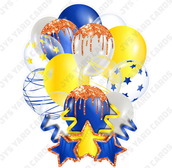 SINGLE JAZZY BALLOON: Blue, Orange, And Yellow - Yard Card Signs by JYS International