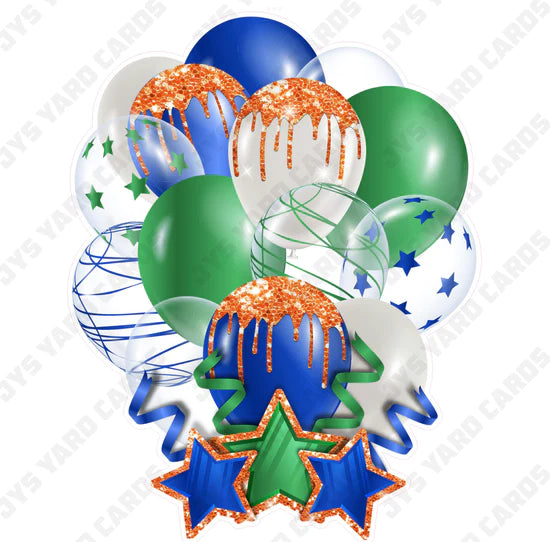 SINGLE JAZZY BALLOON: Blue, Orange, And Green - Yard Card Signs by JYS International