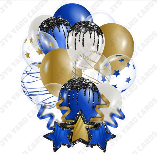 SINGLE JAZZY BALLOON: Blue, Black, And Gold - Yard Card Signs by JYS International