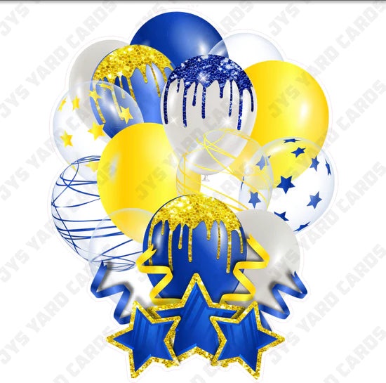 SINGLE JAZZY BALLOON: Blue And Yellow - Yard Card Signs by JYS International