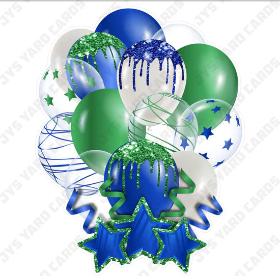 SINGLE JAZZY BALLOON: Blue And Green - Yard Card Signs by JYS International