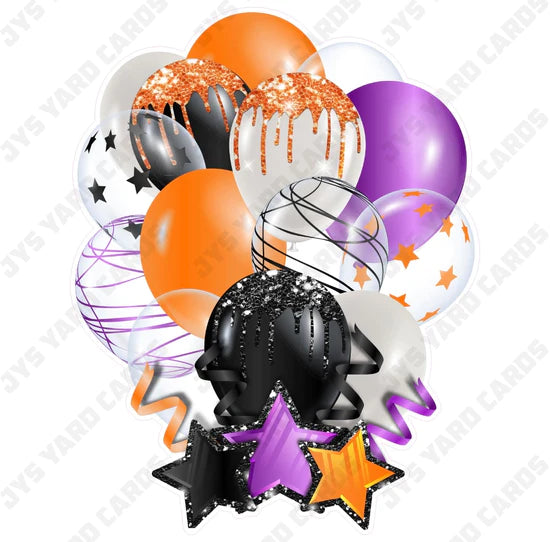 SINGLE JAZZY BALLOON: Black, Orange, And Purple - Yard Card Signs by JYS International