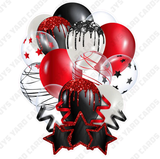 SINGLE JAZZY BALLOON: Black And Red - Yard Card Signs by JYS International