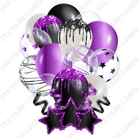 SINGLE JAZZY BALLOON: Black And Purple - Yard Card Signs by JYS International