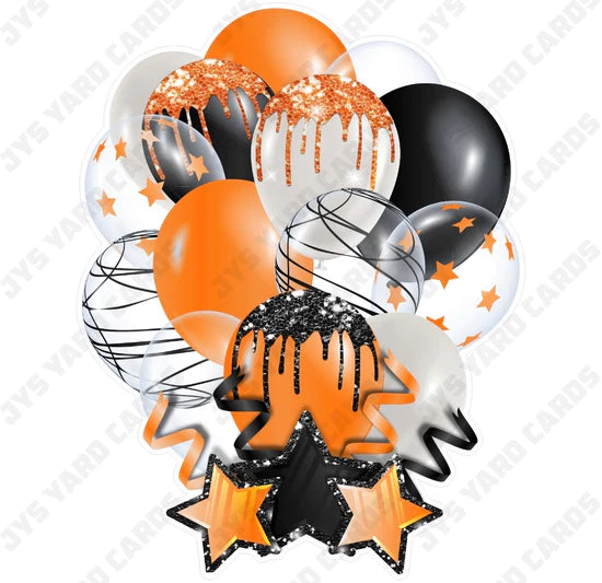 SINGLE JAZZY BALLOON: Black And Orange - Yard Card Signs by JYS International