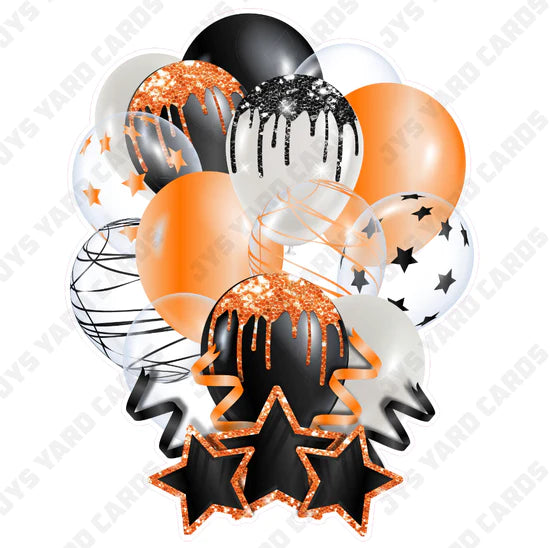 SINGLE JAZZY BALLOON: Black And Orange - Yard Card Signs by JYS International