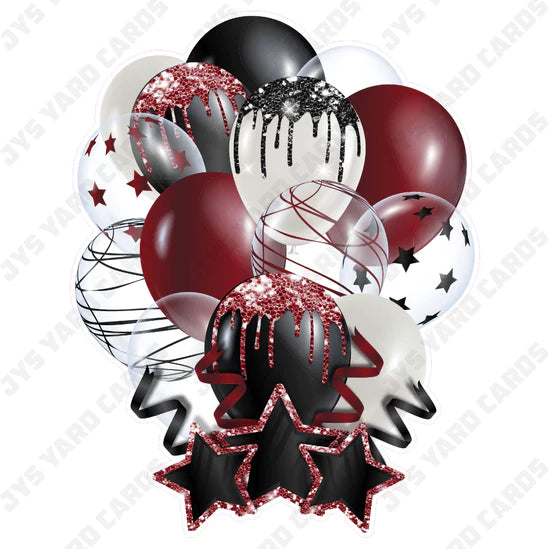 SINGLE JAZZY BALLOON: Black And Burgundy - Yard Card Signs by JYS International