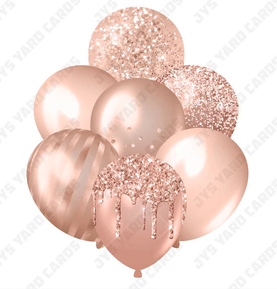 SINGLE JAZZY BALLOON: Rose Gold - Yard Card Signs by JYS International