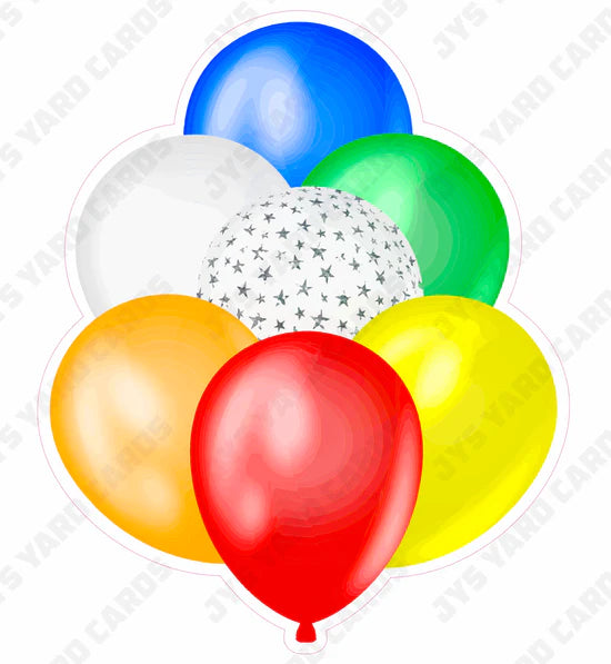 SINGLE JAZZY BALLOON: Red, Orange, Yellow, Green, And Blue - Yard Card Signs by JYS International