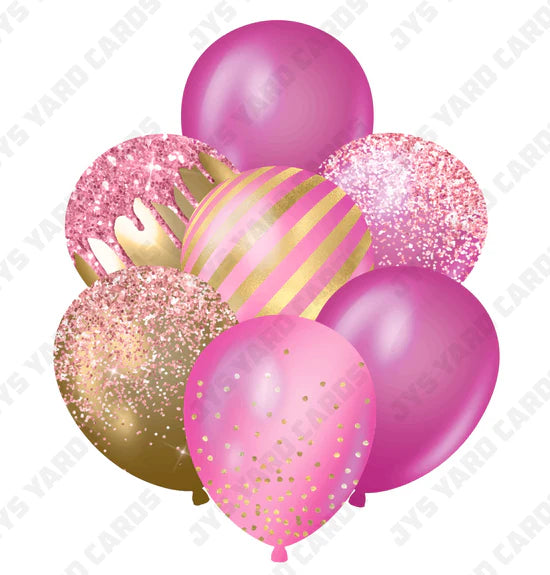 SINGLE JAZZY BALLOON: Pink, Magenta, And Gold - Yard Card Signs by JYS International