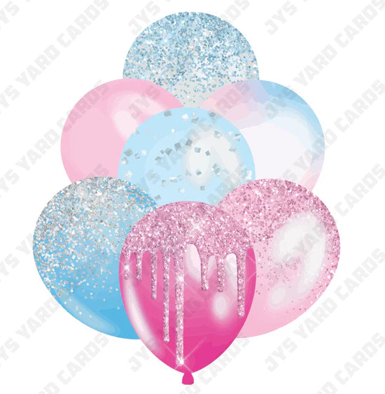 SINGLE JAZZY BALLOON: Pink And Light Blue - Yard Card Signs by JYS International