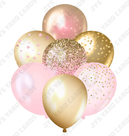 SINGLE BALLOON: Rose Gold And Gold - Yard Card Signs by JYS International