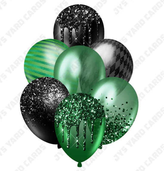 SINGLE JAZZY BALLOON: Green And Black - Yard Card Signs by JYS International