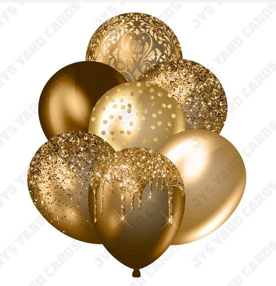 SINGLE JAZZY BALLOON: Gold - Yard Card Signs by JYS International