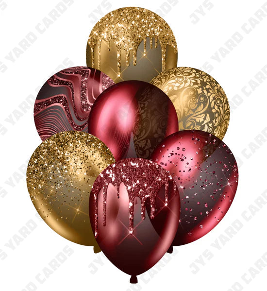 SINGLE BALLOON: Burgundy And Gold - Yard Card Signs by JYS International