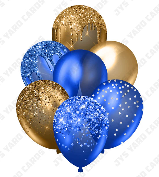 SINGLE JAZZY BALLOON: Blue And Gold - Yard Card Signs by JYS International