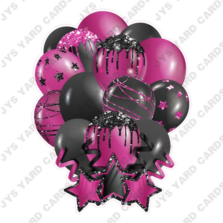 SINGLE JAZZY SOLID BALLOON: BLACK AND HOT PINK - Yard Card Signs by JYS International