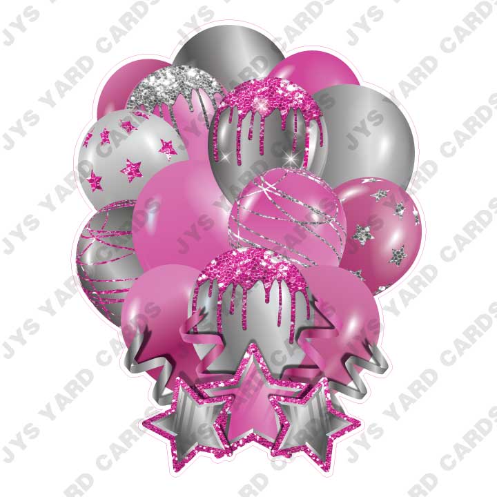 SINGLE JAZZY SOLID BALLOON: PINK AND SILVER - Yard Card Signs by JYS International