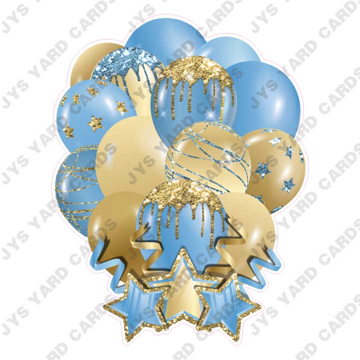 SINGLE JAZZY SOLID BALLOON: LIGHT BLUE AND GOLD - Yard Card Signs by JYS International