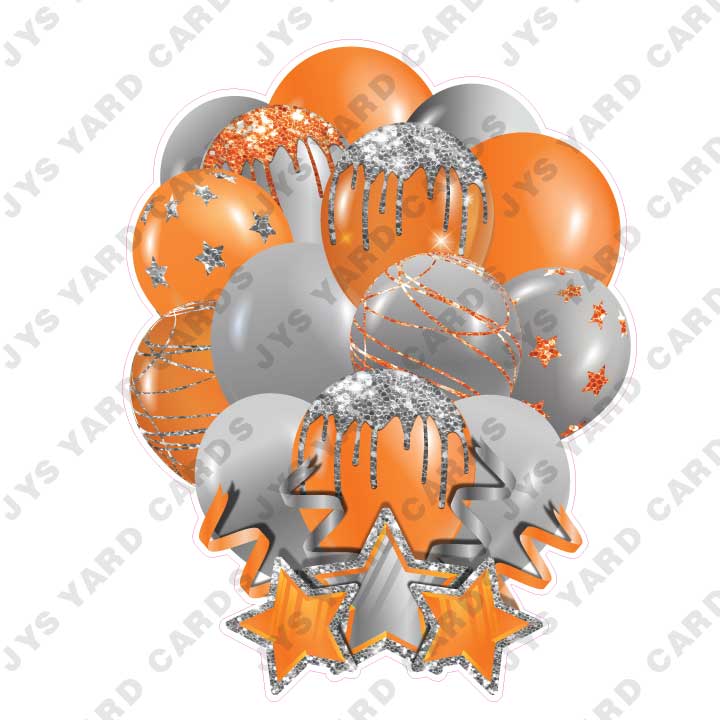 SINGLE JAZZY SOLID BALLOON: ORANGE AND SILVER - Yard Card Signs by JYS International