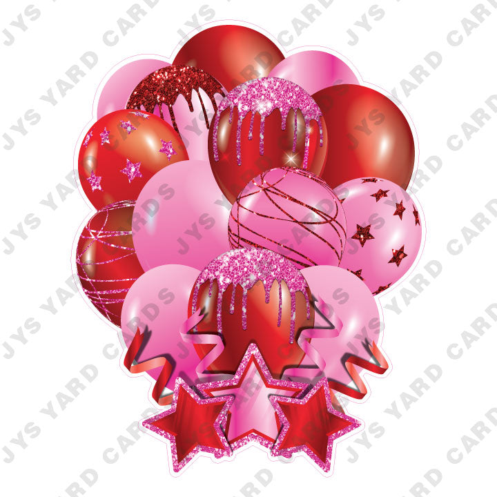 SINGLE JAZZY SOLID BALLOON: PINK AND RED - Yard Card Signs by JYS International