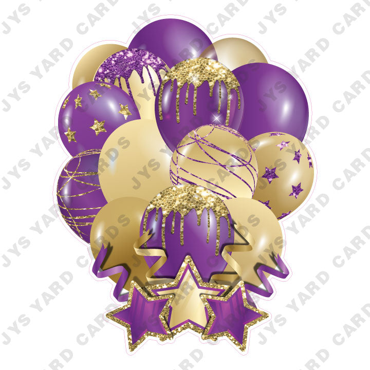 SINGLE JAZZY SOLID BALLOON: PURPLE AND GOLD - Yard Card Signs by JYS International